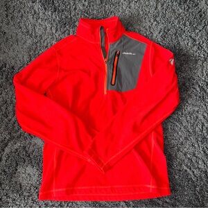 Eddie Bauer First Ascent 1/4 Zip Fleece Mens Small Pullover Red Lightweight